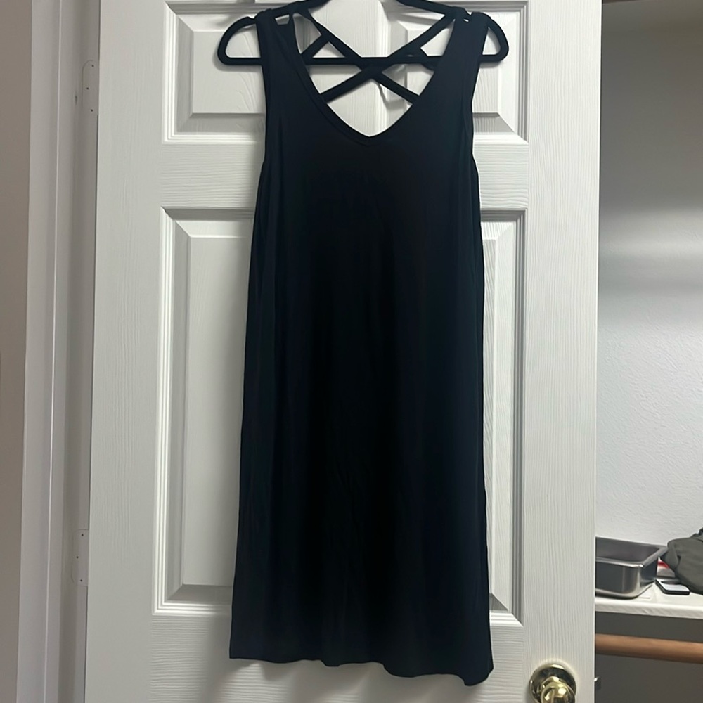 Tribal brand black dress with criss cross detail at back